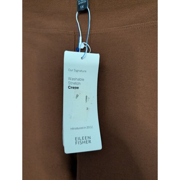 Eileen Fisher 1X Nutmeg Washable Stretch Crepe Slim Ankle Pants Womens USA Made - Picture 5 of 15